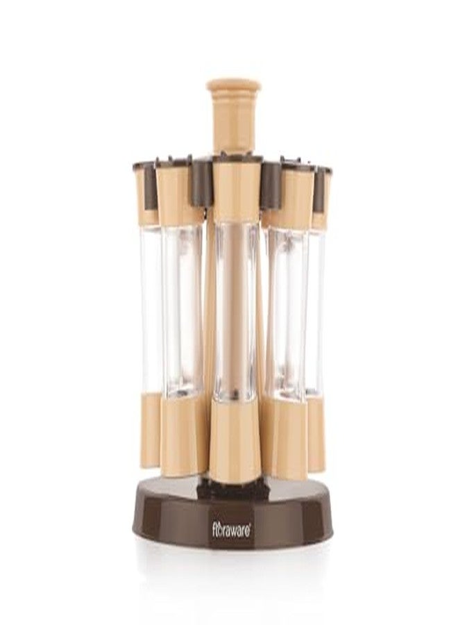 Floraware Round Revolving Spice Rack, spice organiser, kitchen organiser, organiser rack Set 8 Choco - Image 3